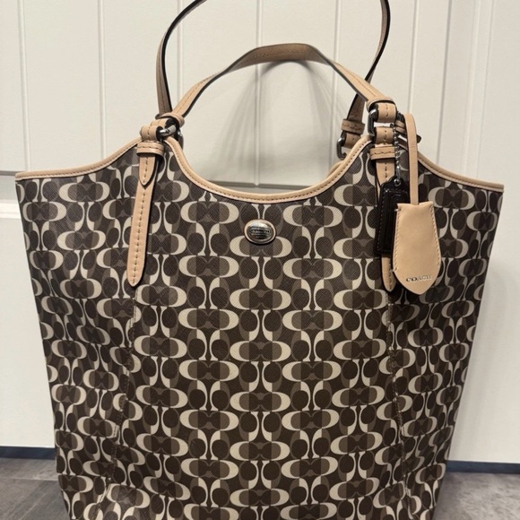 Coach Handbags - Coach Canvas Tote in Brown and Tan Signature Print